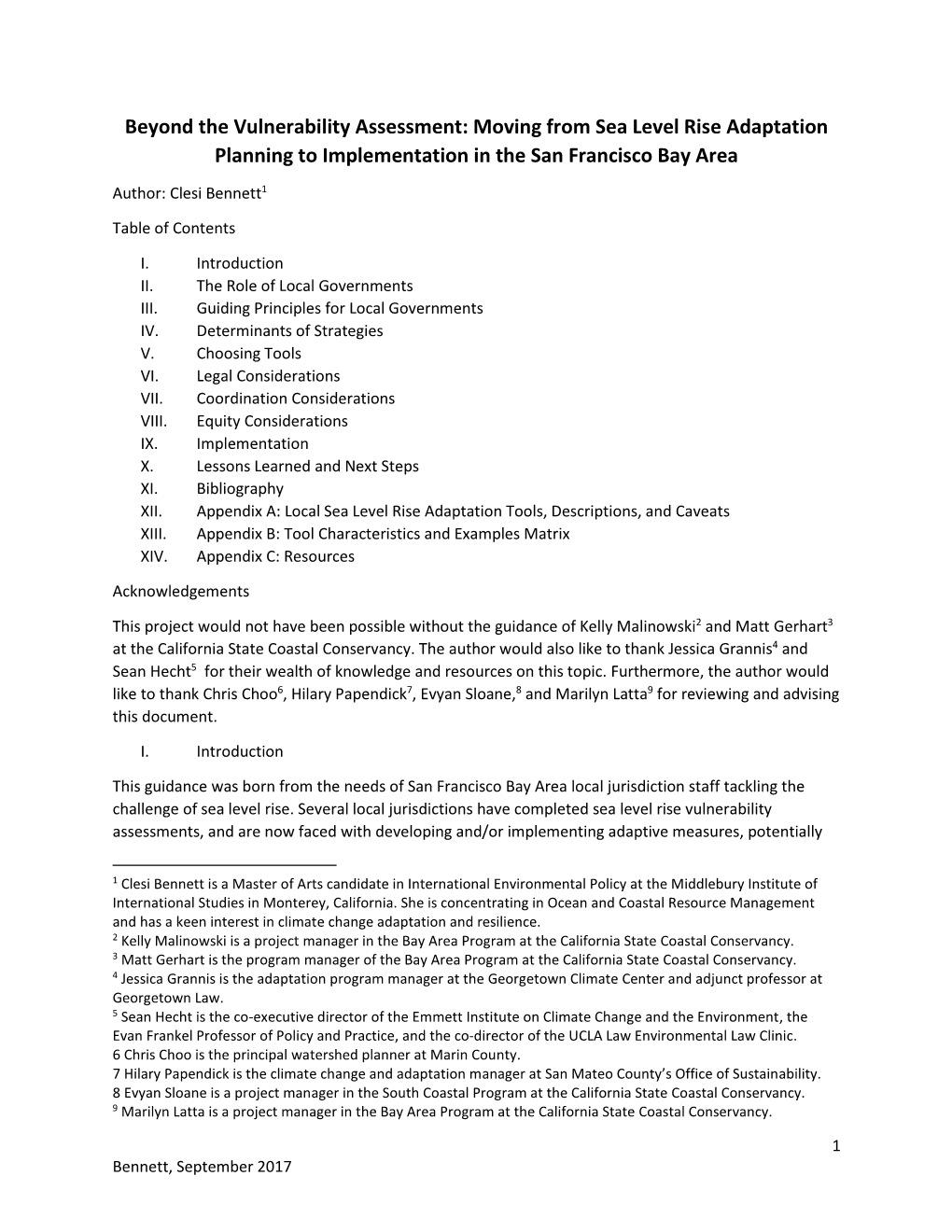 Beyond the Vulnerability Assessment: Moving from Sea Level Rise Adaptation Planning to Implementation in the San Francisco Bay Area