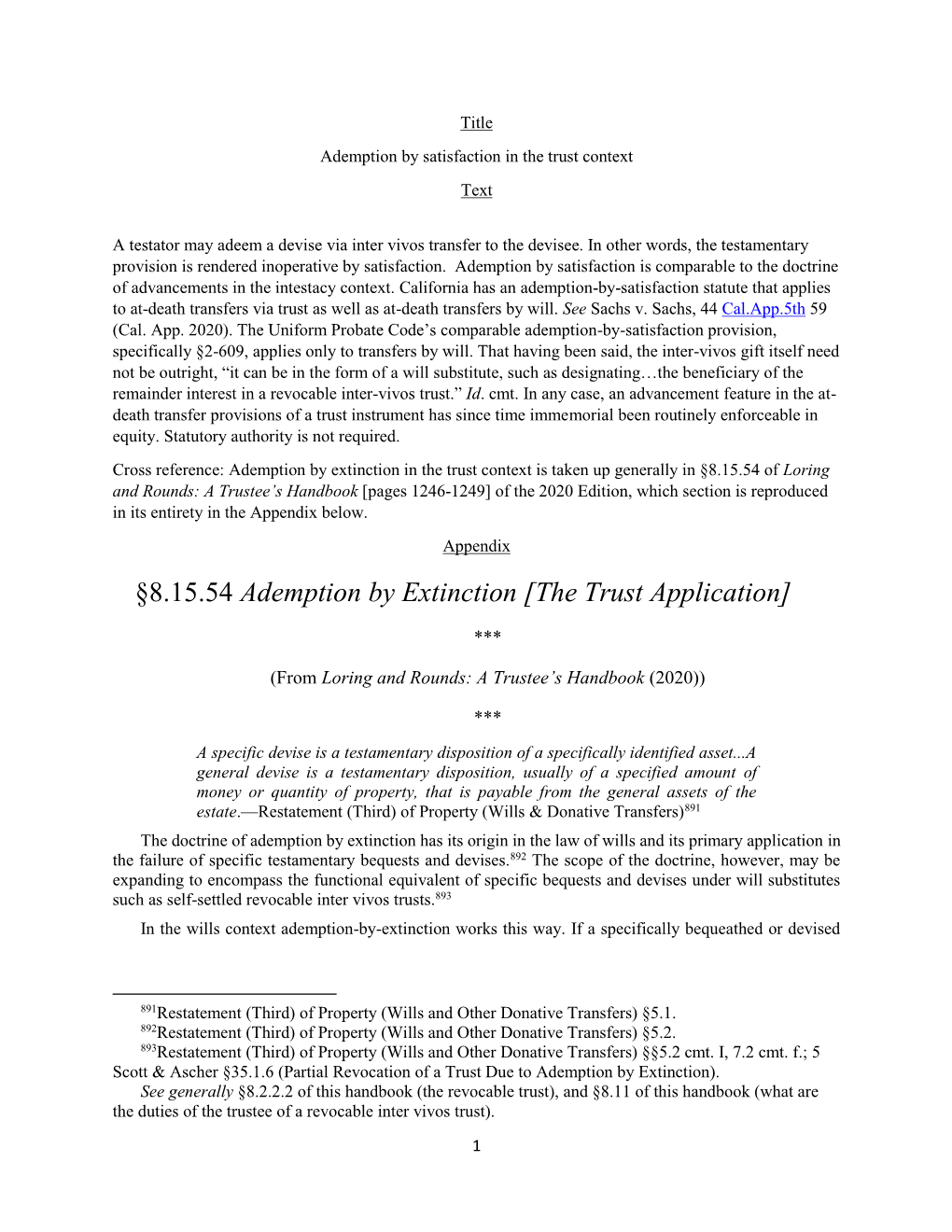 §8.15.54 Ademption by Extinction [The Trust Application]