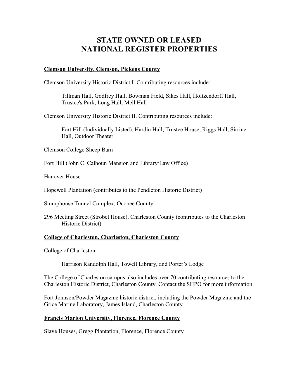 State-Owned National Register Properties