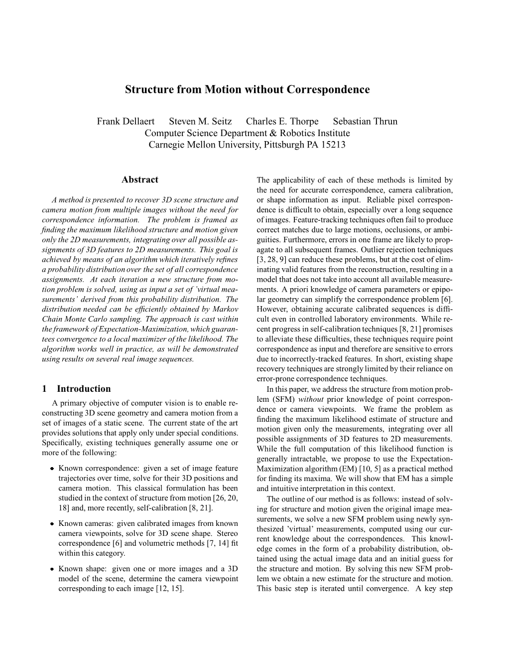 Structure from Motion Without Correspondence