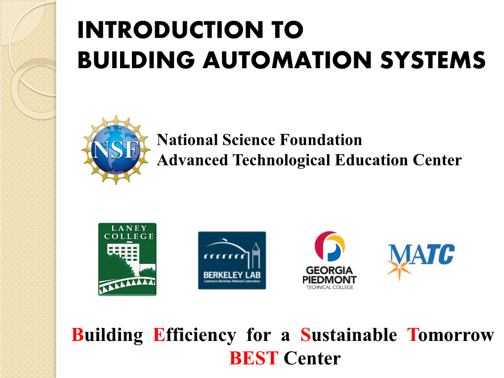 Introduction to Building Automation Systems