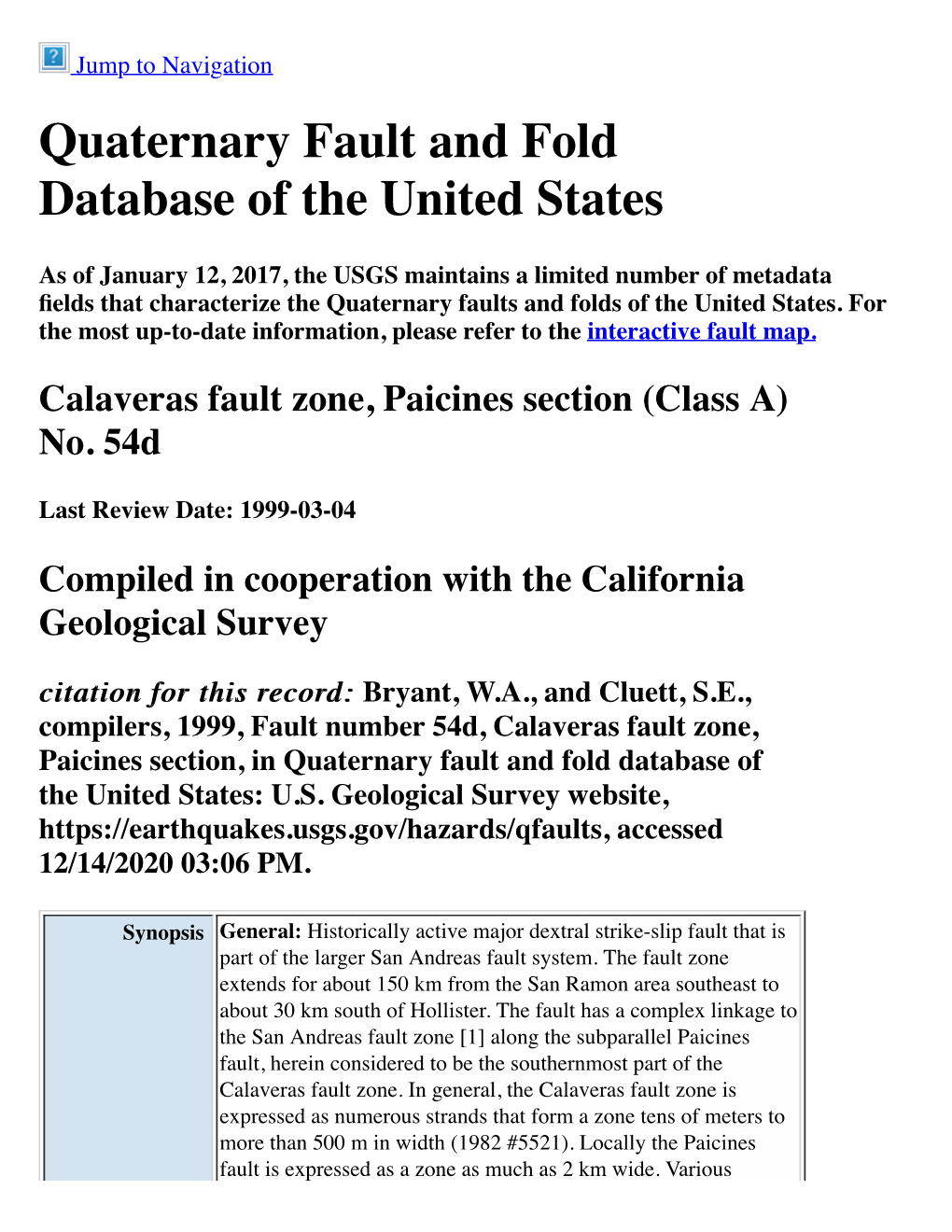 Quaternary Fault and Fold Database of the United States