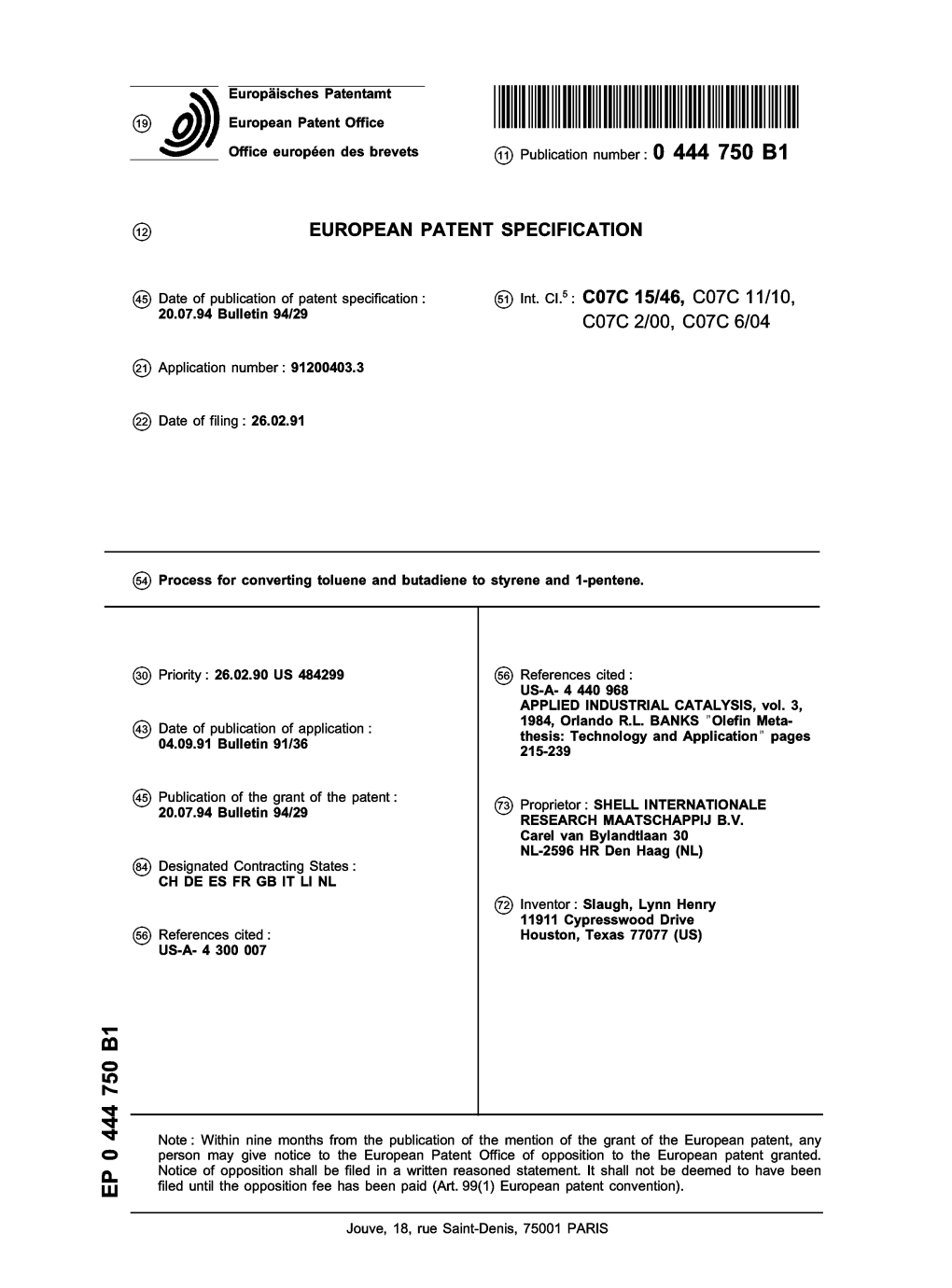 Process for Converting Toluene and Butadiene to Styrene and 1-Pentene