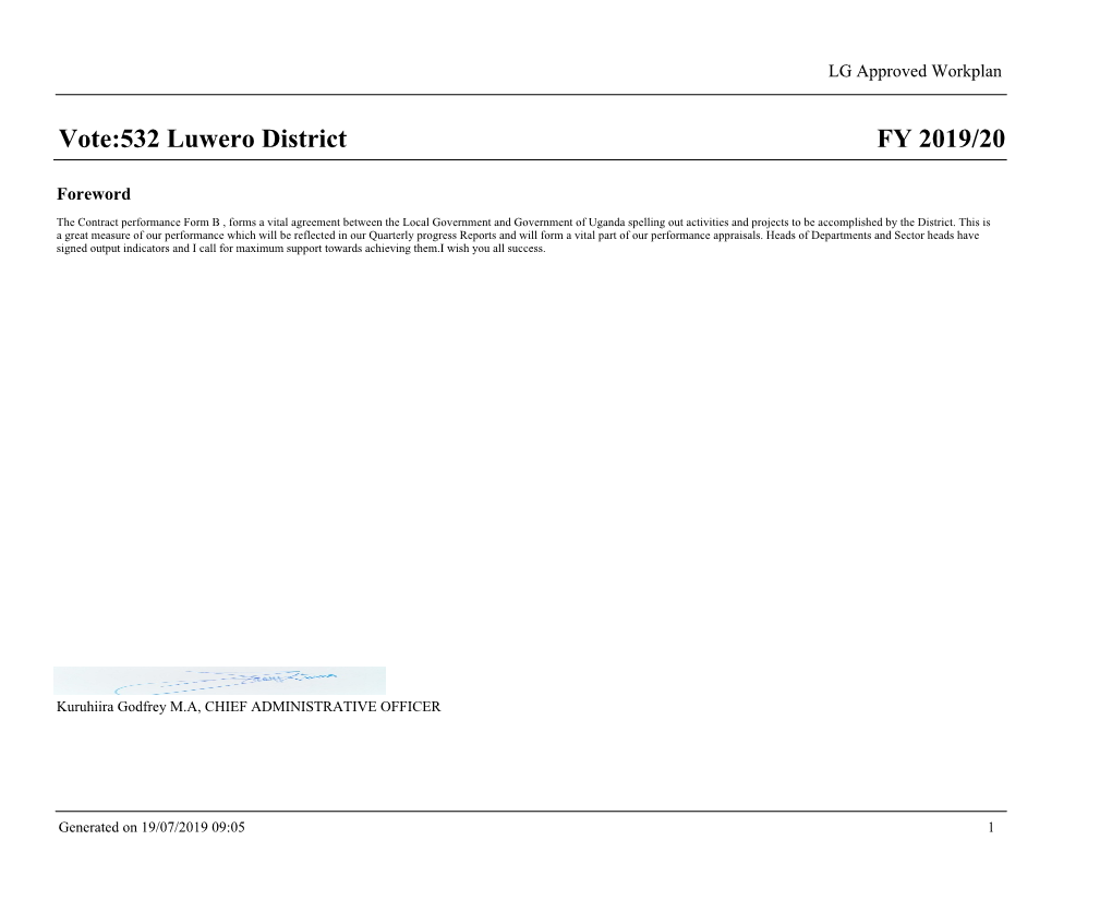 FY 2019/20 Vote:532 Luwero District