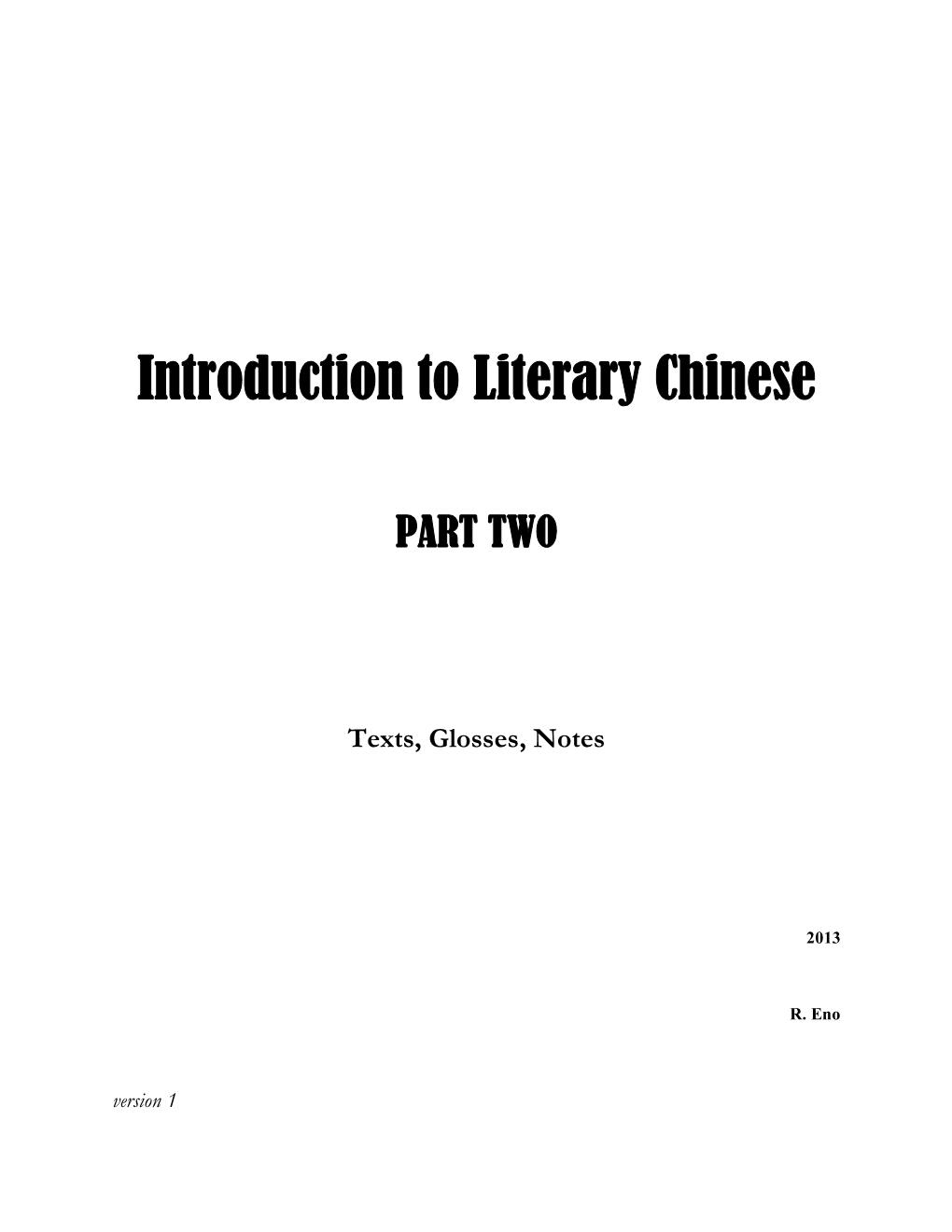 Introduction to Literary Chinese