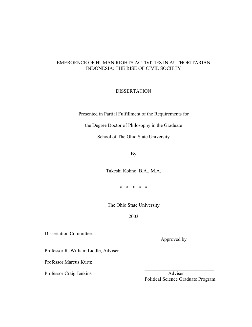 Emergence of Human Rights Activities in Authoritarian Indonesia: the Rise of Civil Society