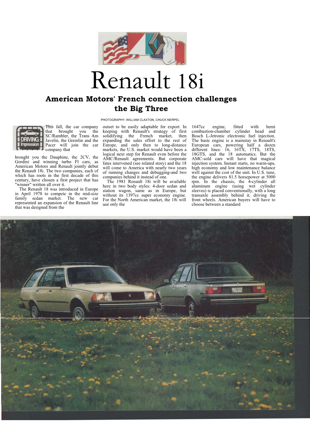 Renault 18I American Motors' French Connection Challenges the Big Three
