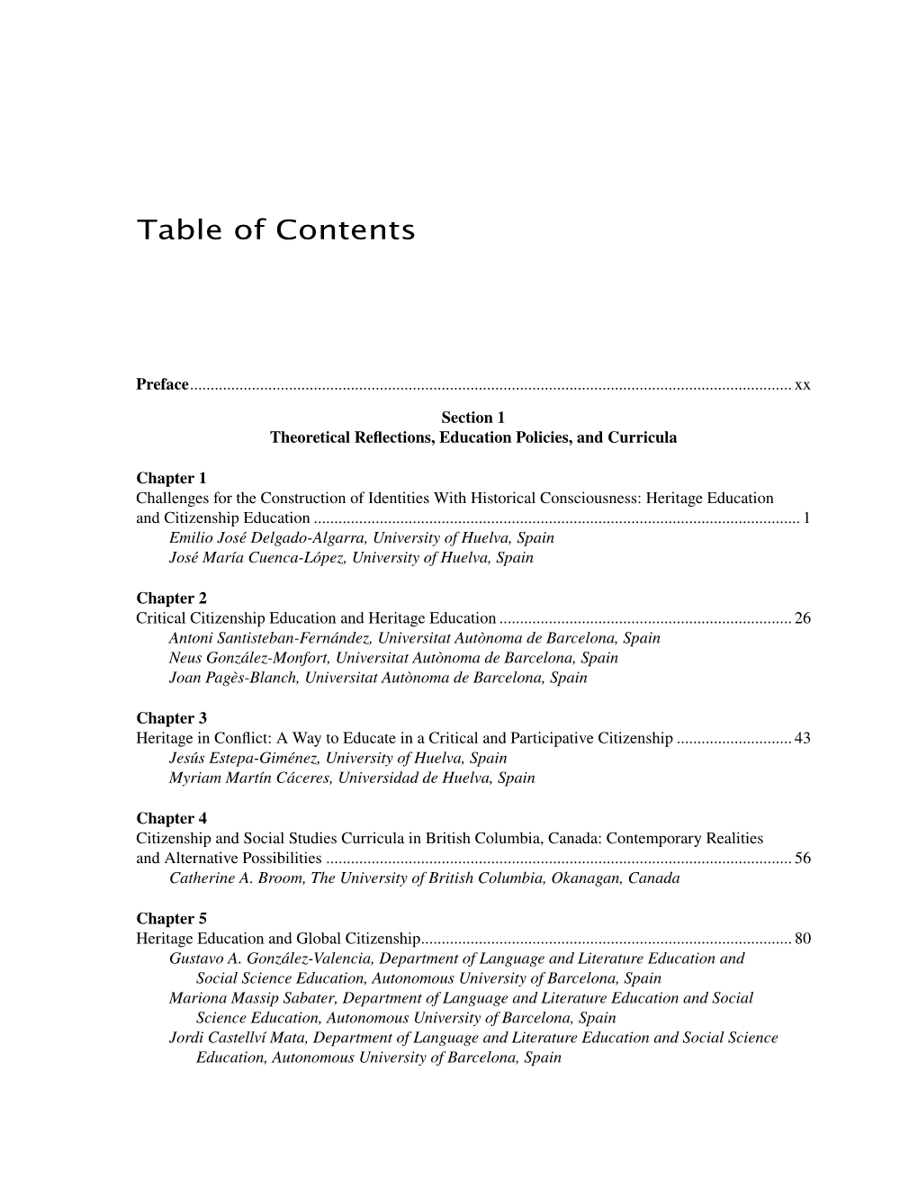 Table of Contents