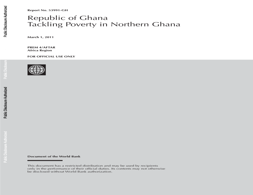 Republic of Ghana Tackling Poverty in Northern Ghana