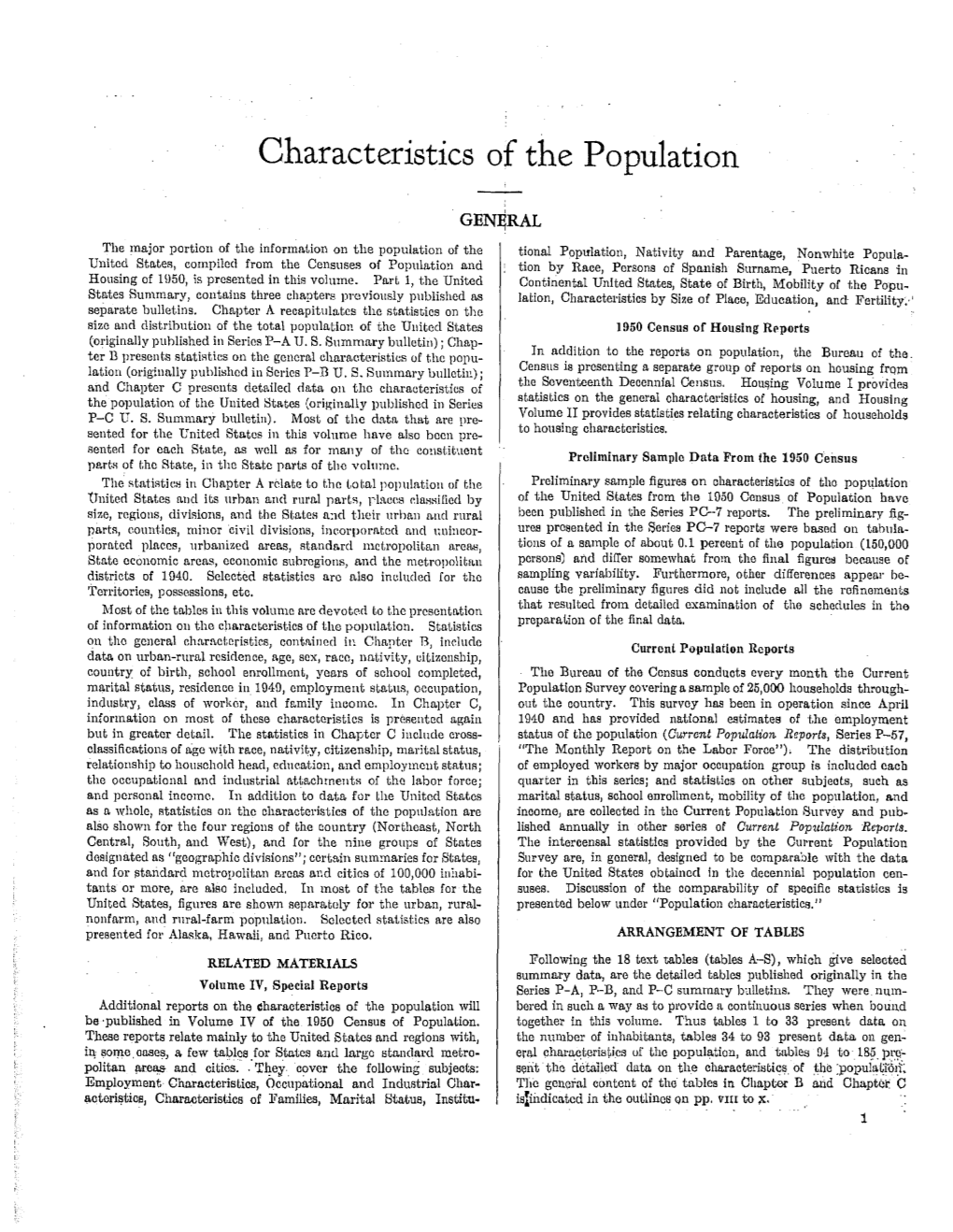 Characteristics of the Population