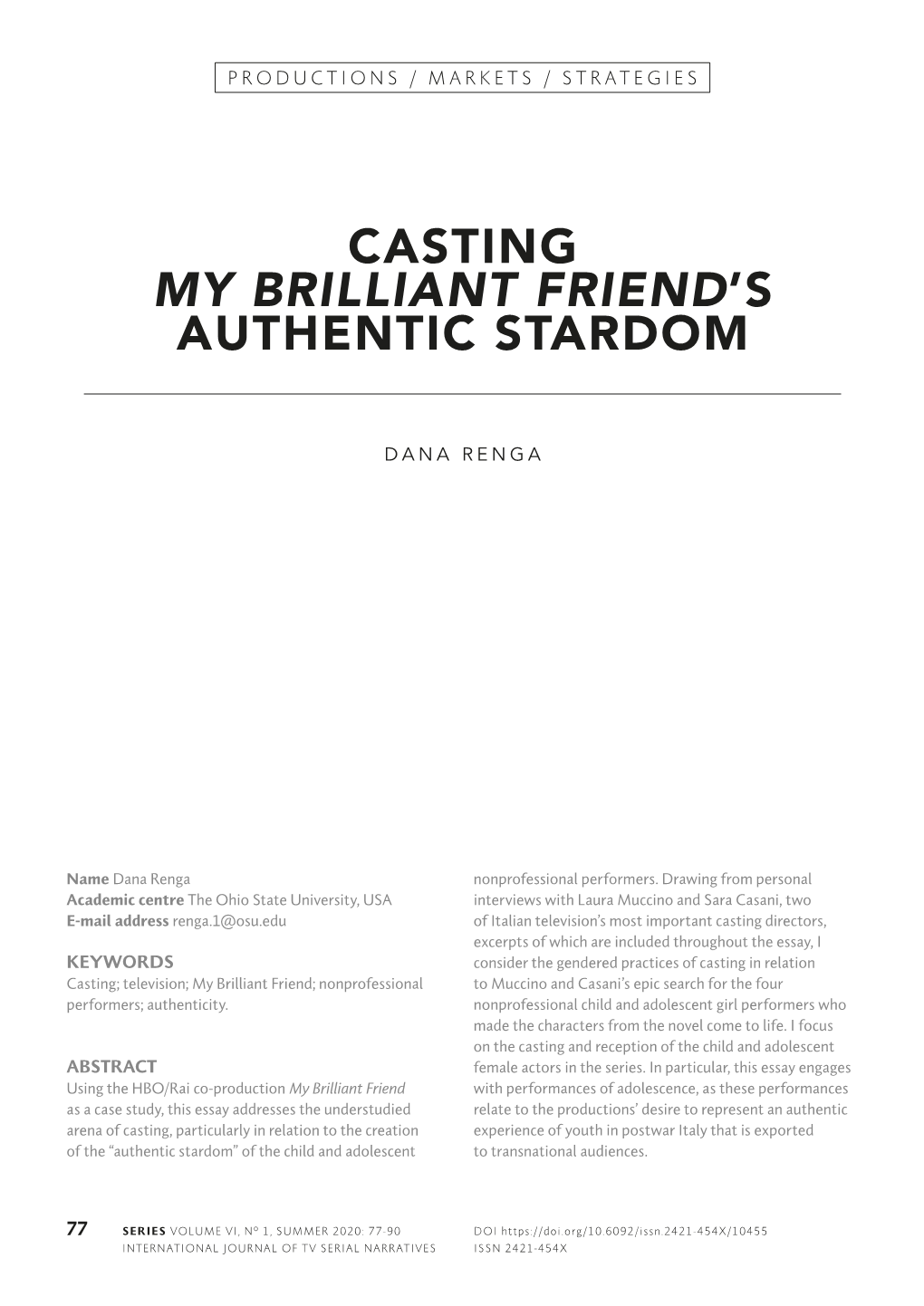 Casting My Brilliant Friend's Authentic Stardom