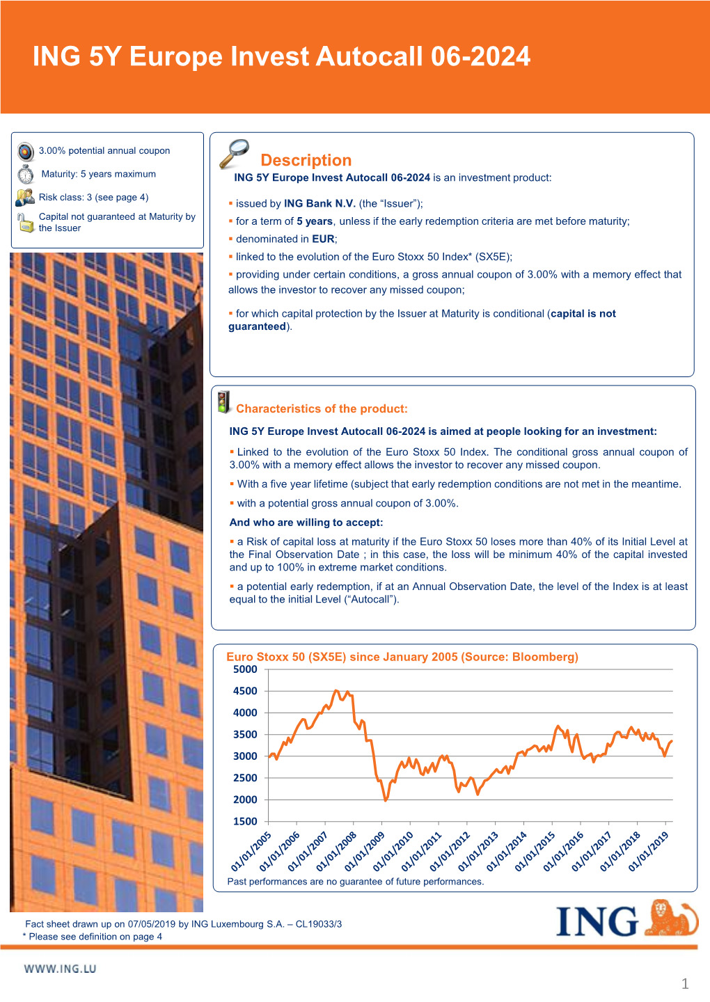 ING 5Y Europe Invest Autocall 06-2024