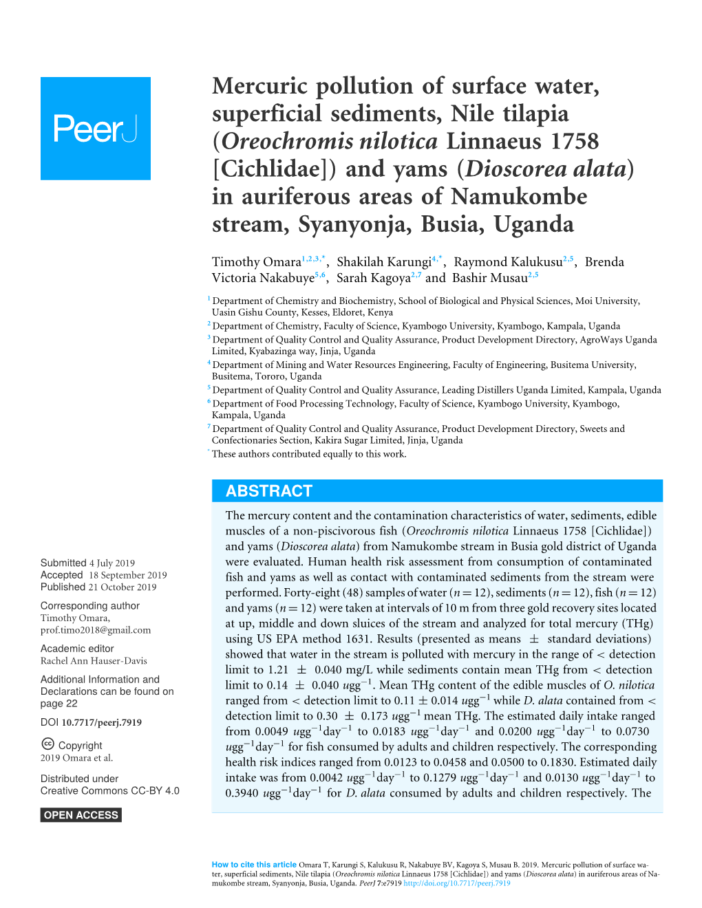 Mercuric Pollution of Surface Water, Superficial