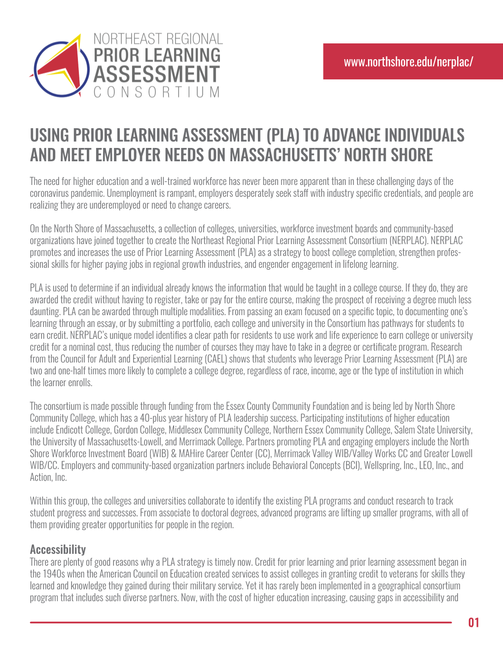 Using Prior Learning Assessment (Pla) to Advance Individuals and Meet Employer Needs on Massachusetts’ North Shore