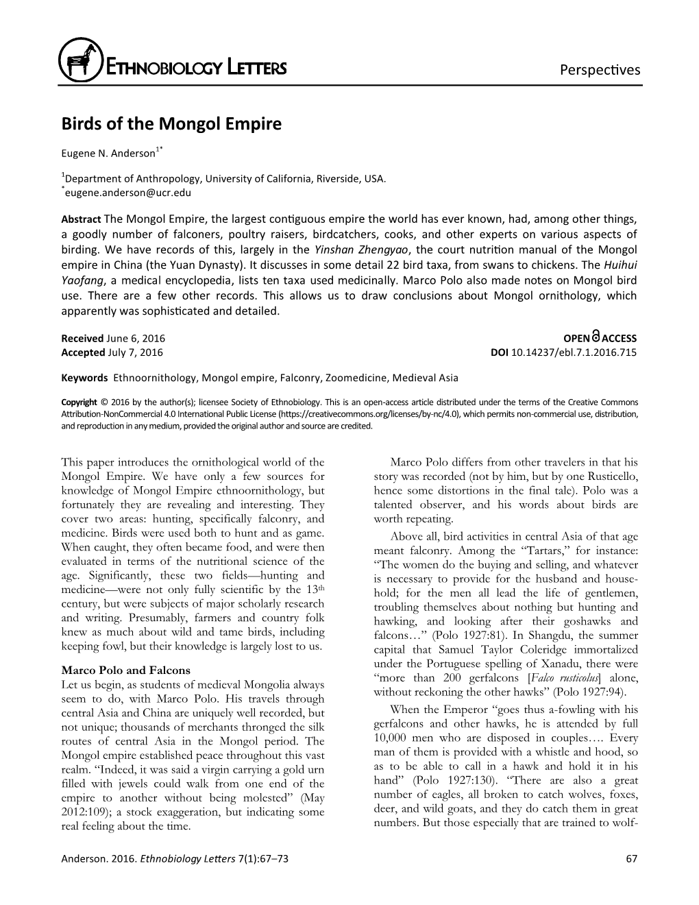 Birds of the Mongol Empire