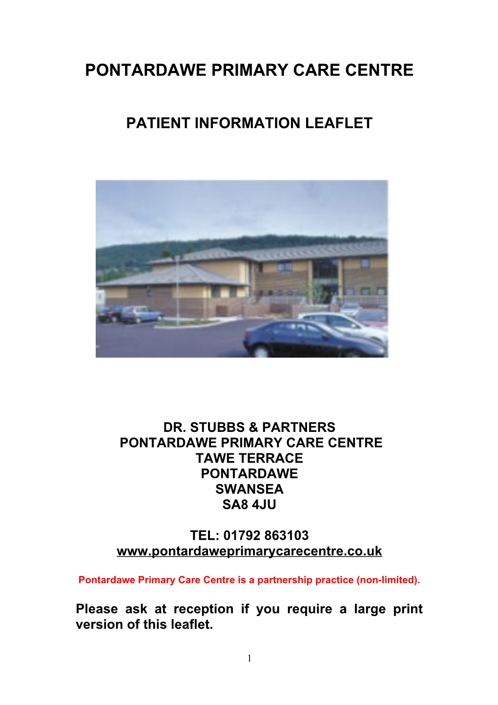 Download a Copy of Our Practice Leaflet