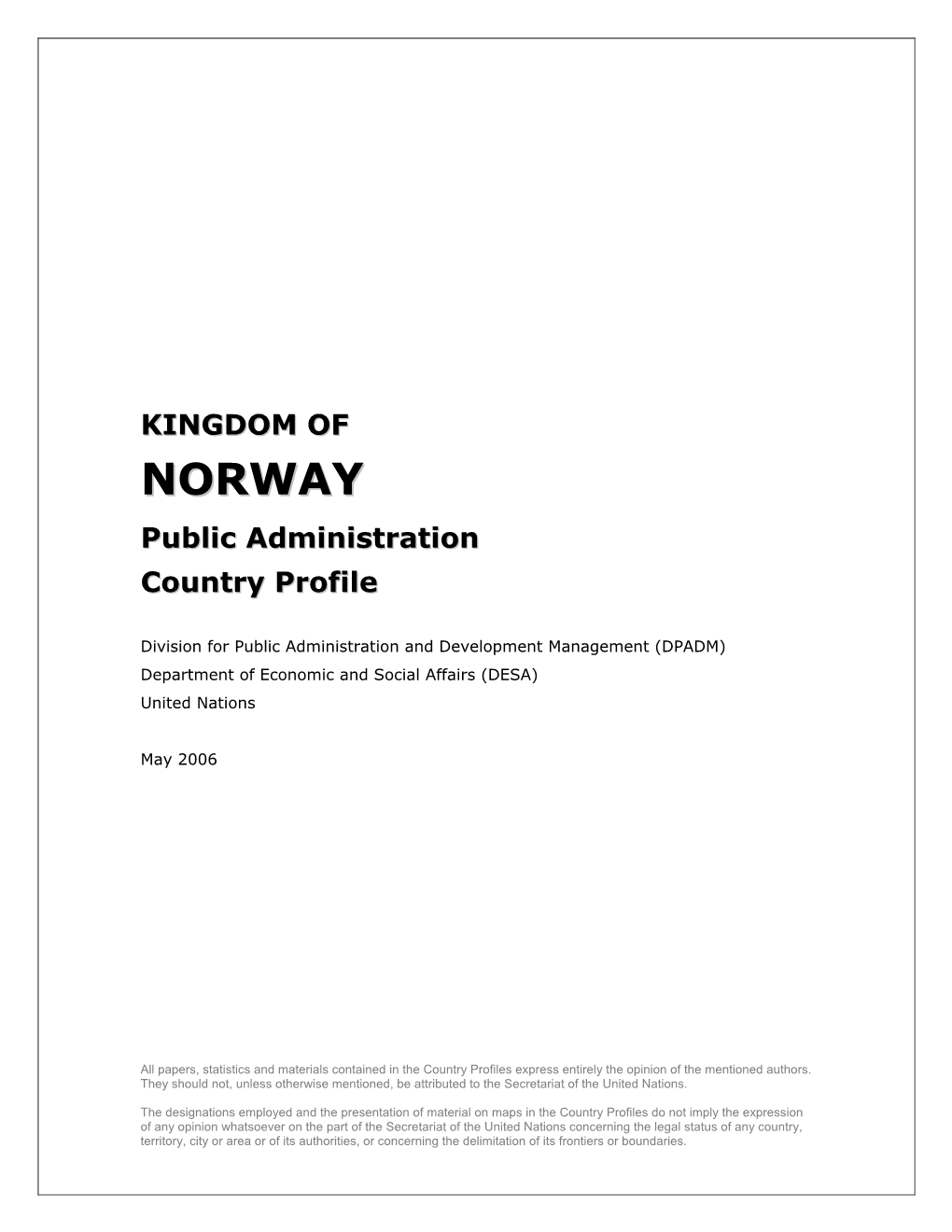 Norway Public Administration Profile