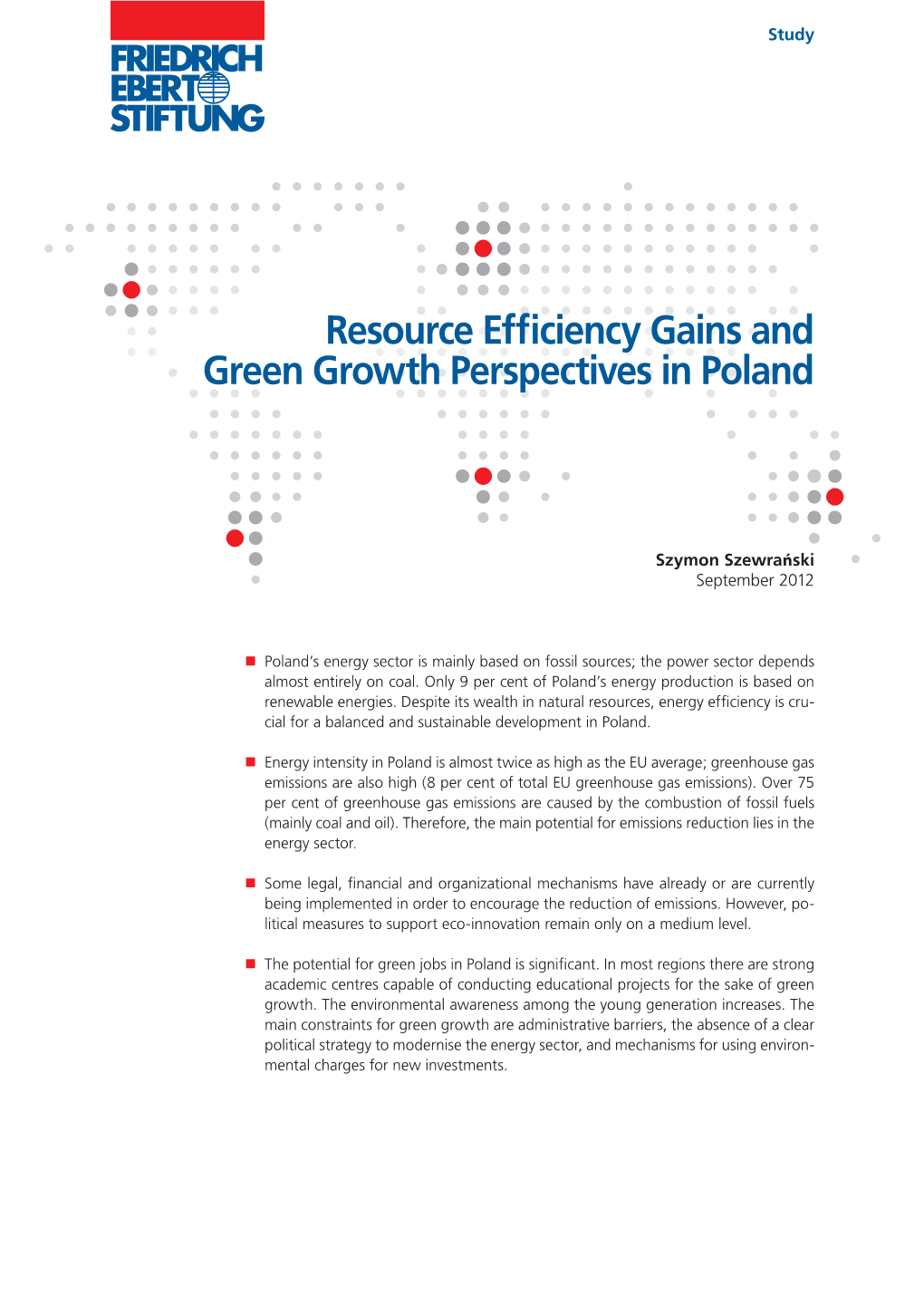 Resource Efficiency Gains and Green Growth Perspectives in Poland