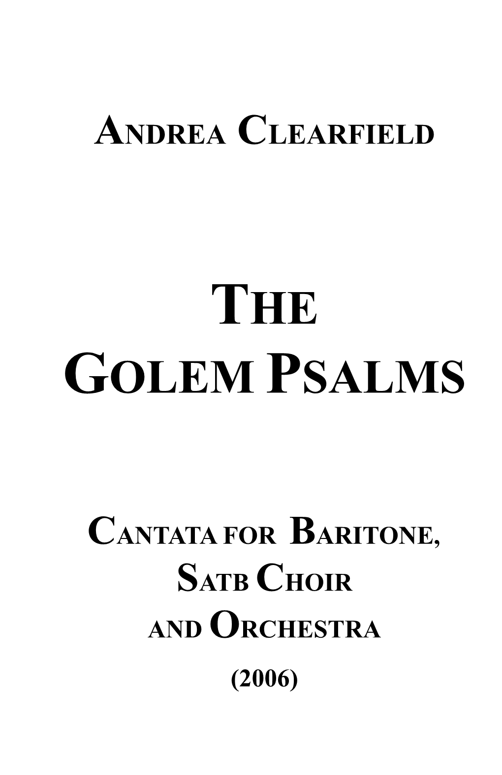 The Golem Psalms