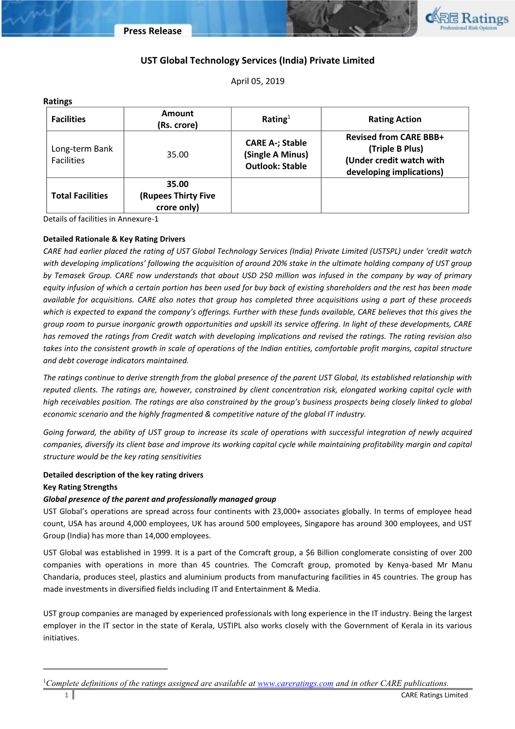 Press Release UST Global Technology Services (India)