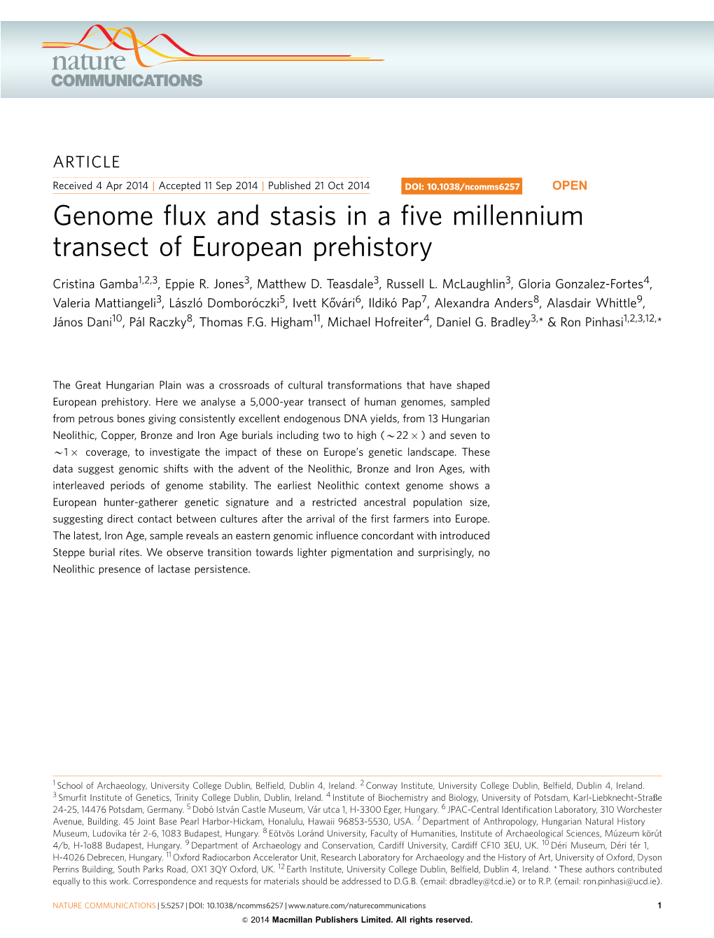 Genome Flux and Stasis in a Five Millennium Transect of European