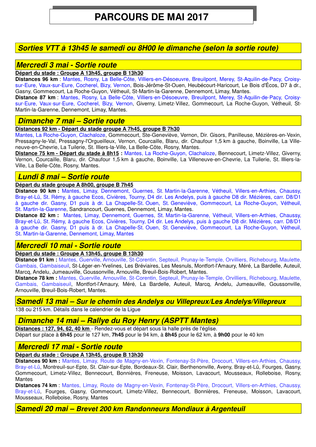 Parcours De Mai 2017