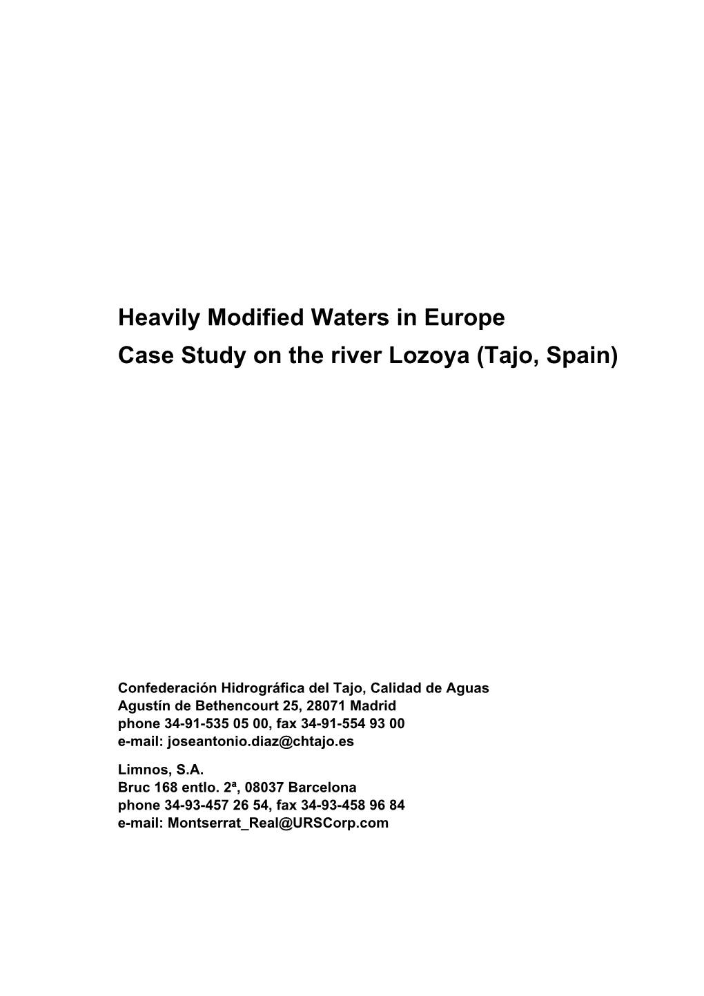 Heavily Modified Water Bodies (HMWB)