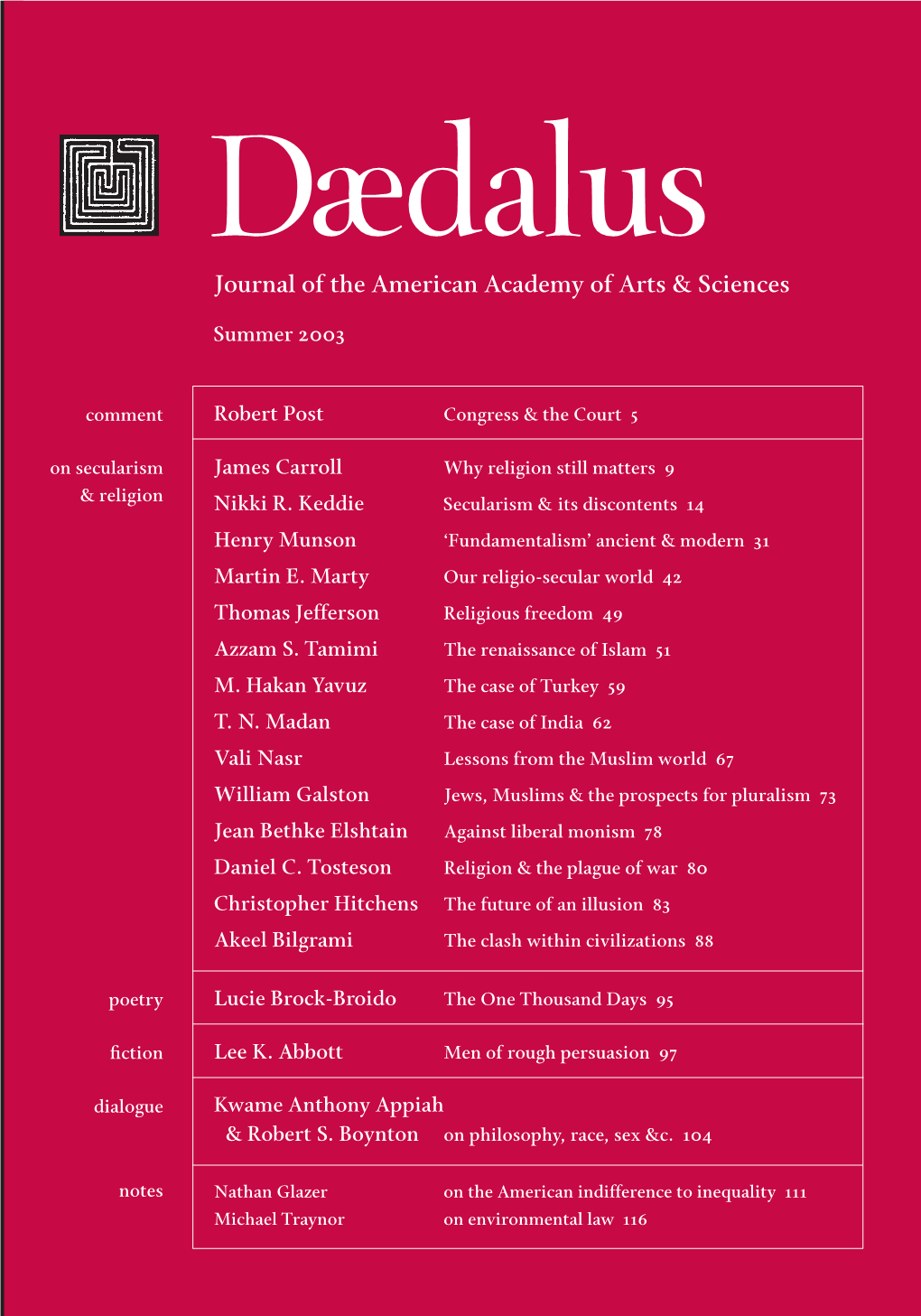 Views Expressed Are Those of the © 2003 by the American Academy Author of Each Article, and Not Necessarily of of Arts & Sciences