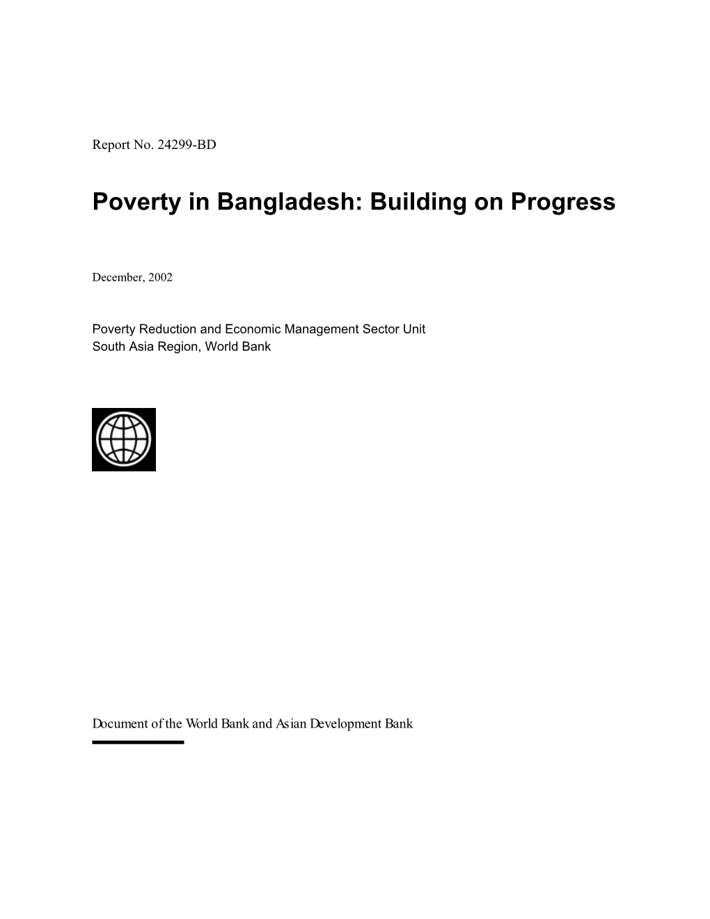 Poverty in Bangladesh: Building on Progress