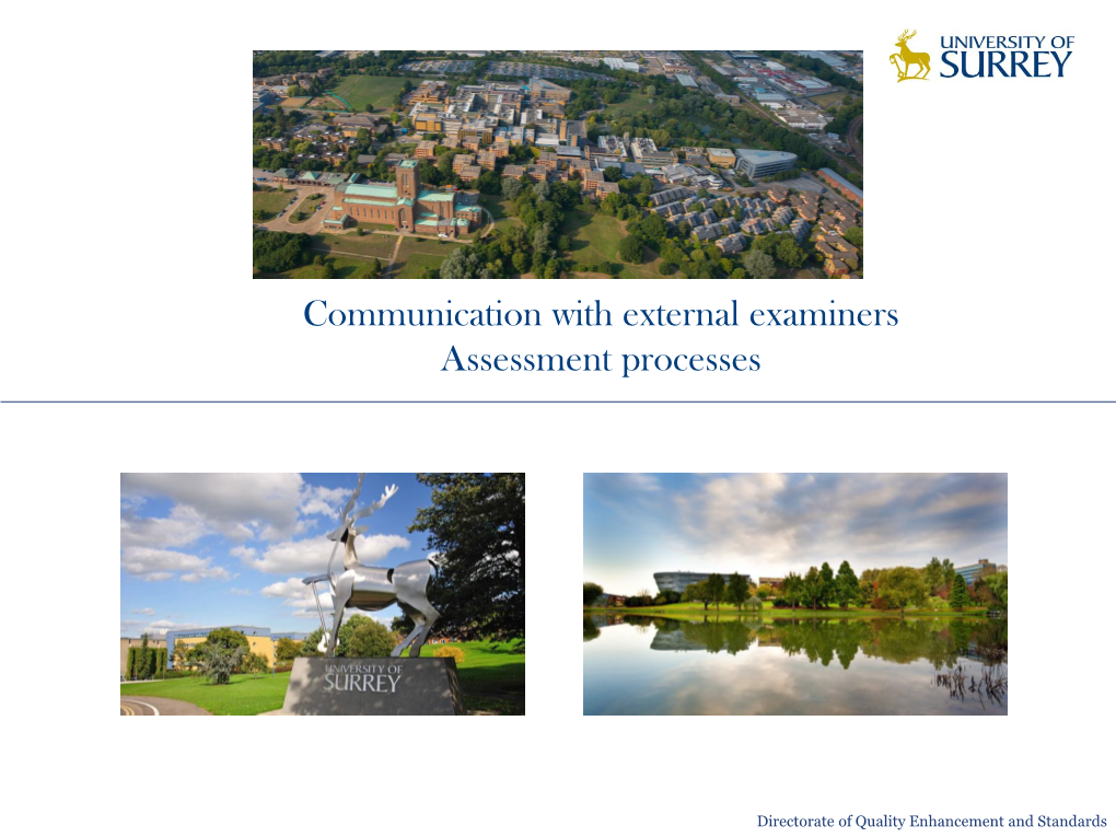Communication with External Examiners Assessment Processes