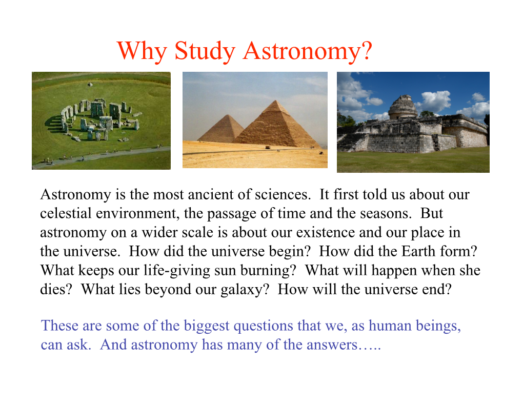 Why Study Astronomy?