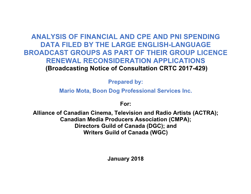 Analysis of Financial and Cpe and Pni Spending Data Filed