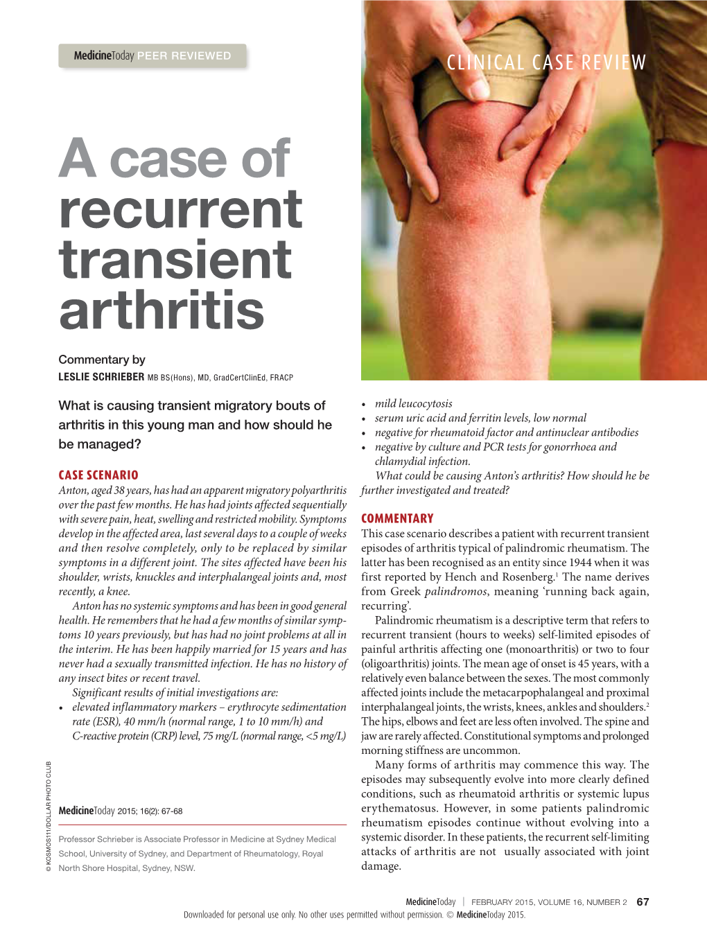 A Case of Recurrent Transient Arthritis