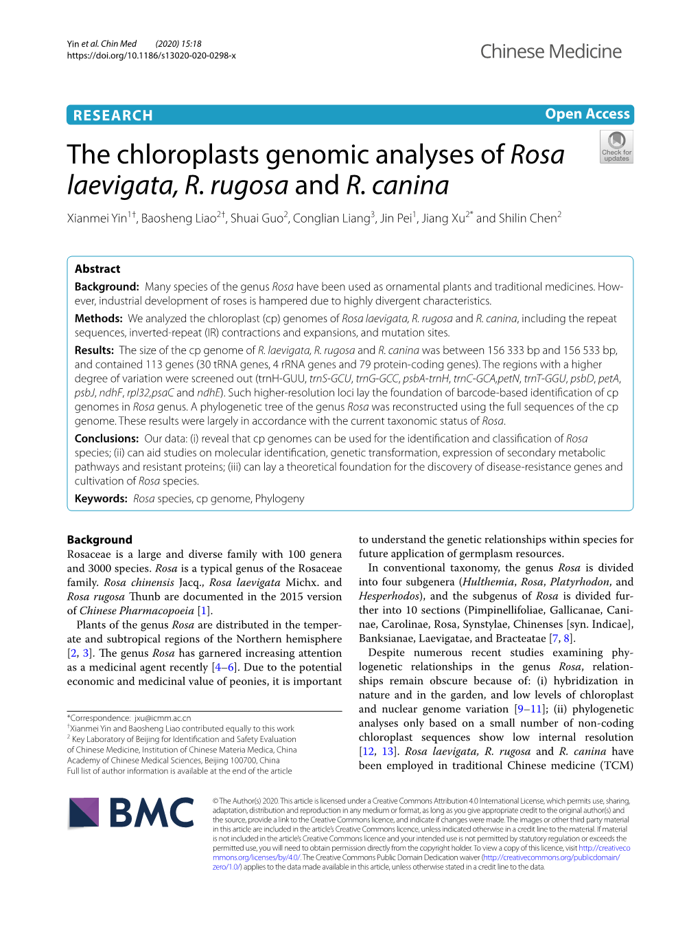 The Chloroplasts Genomic Analyses of Rosa Laevigata, R. Rugosa and R