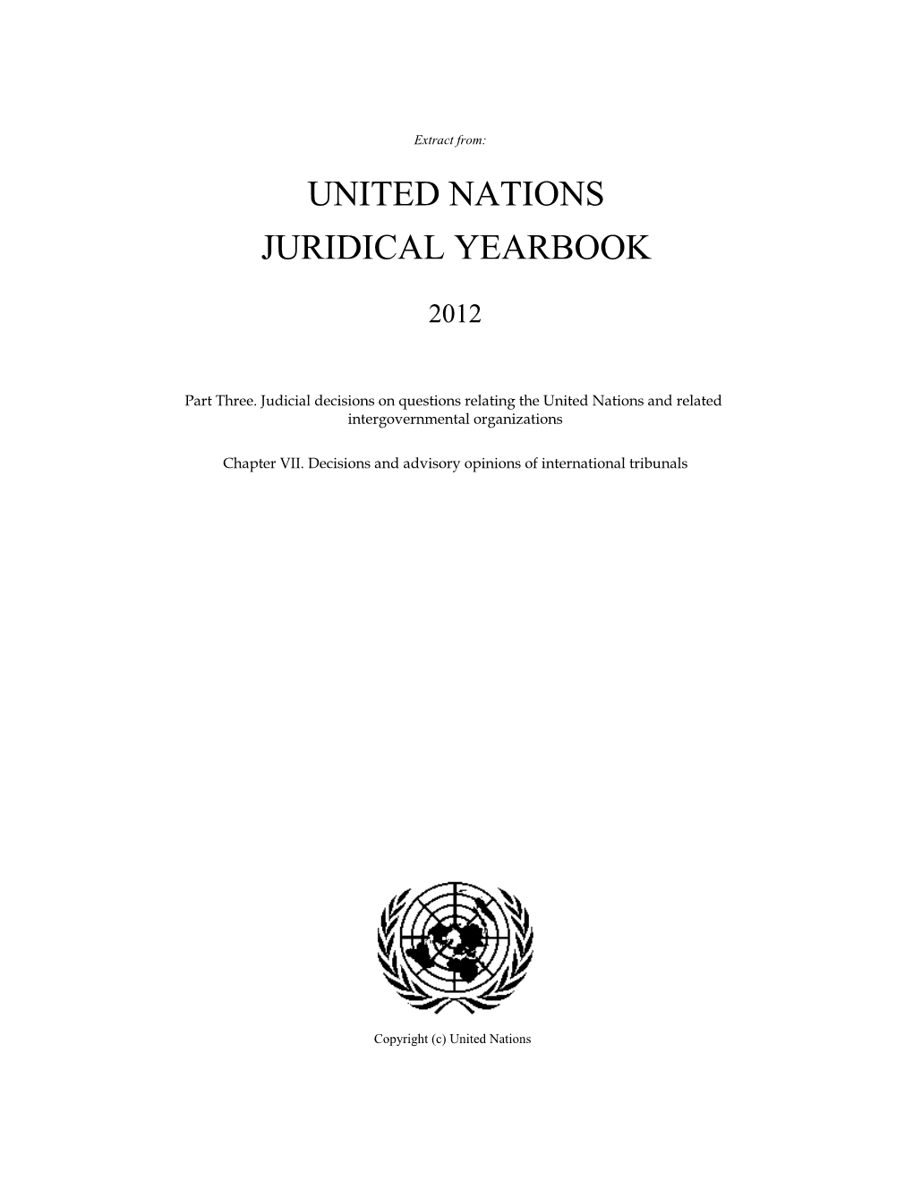 United Nations Juridical Yearbook, 2012