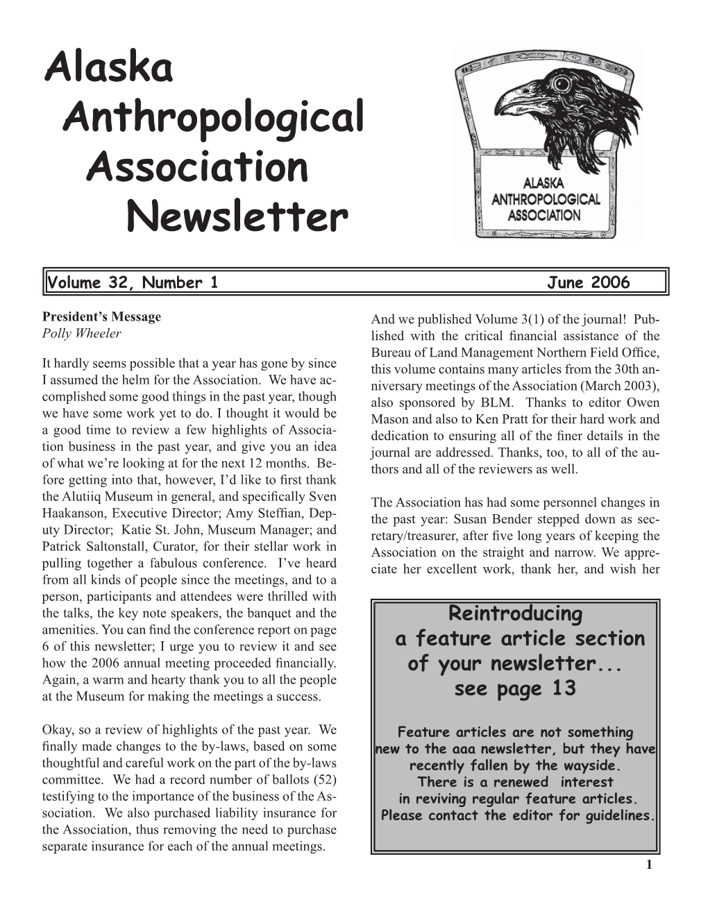 Alaska Anthropological Association Newsletter