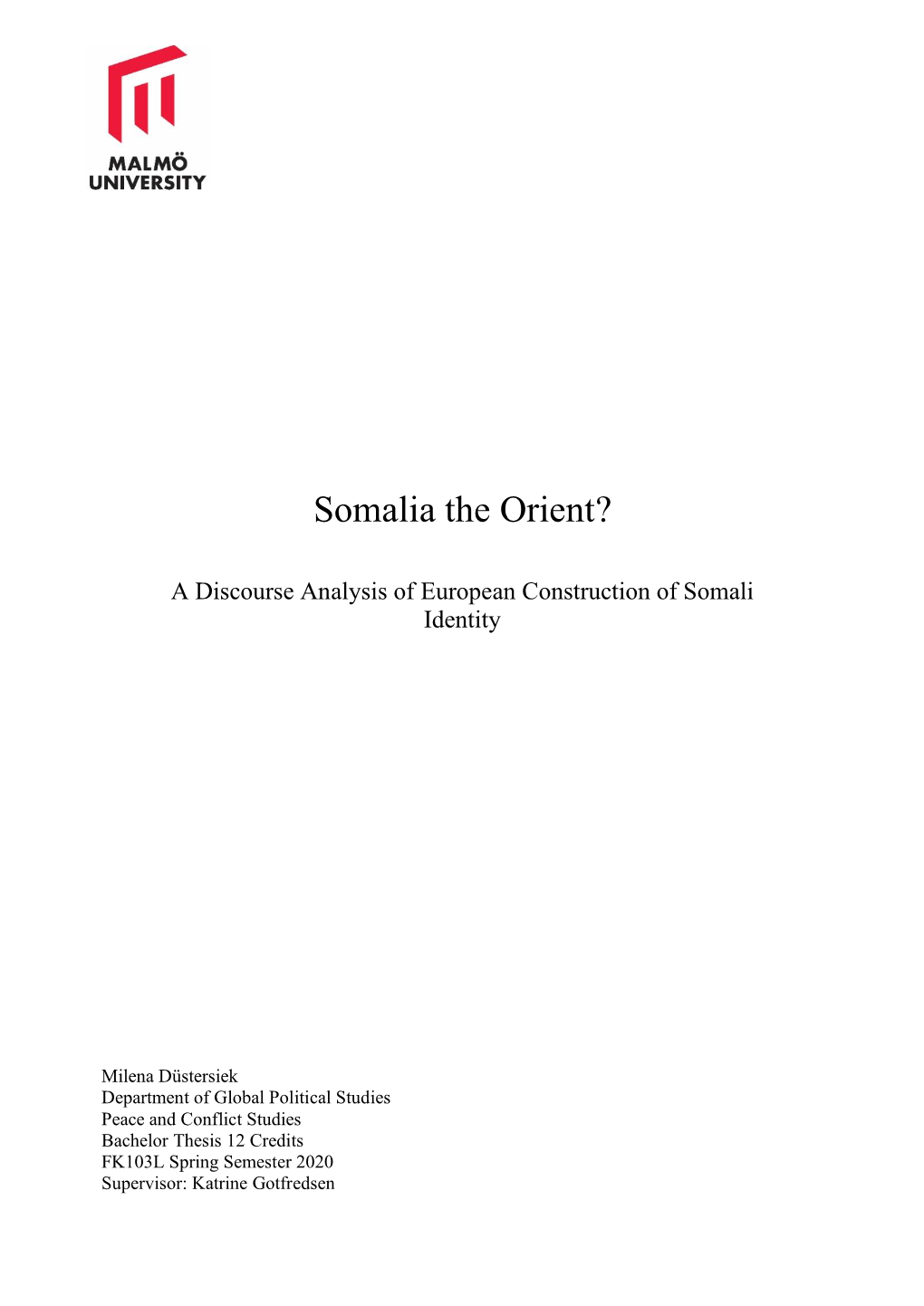 Somalia the Orient?