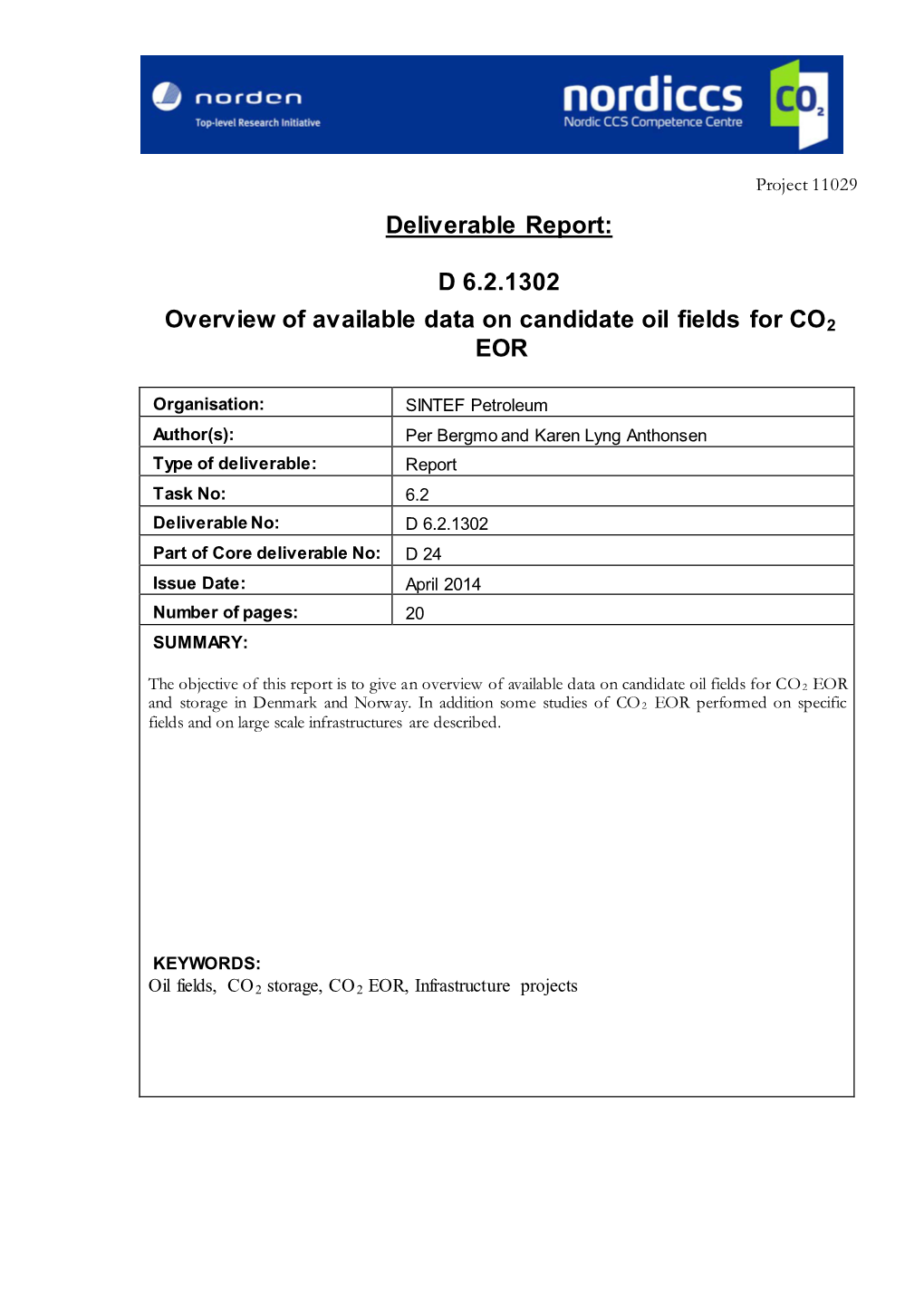 D 6.2.1302 Overview of Available Data on Candidate Oil Fields for CO2