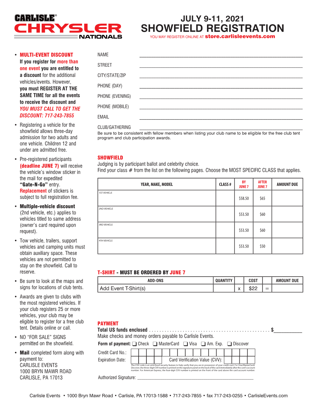 Showfield Registration Form