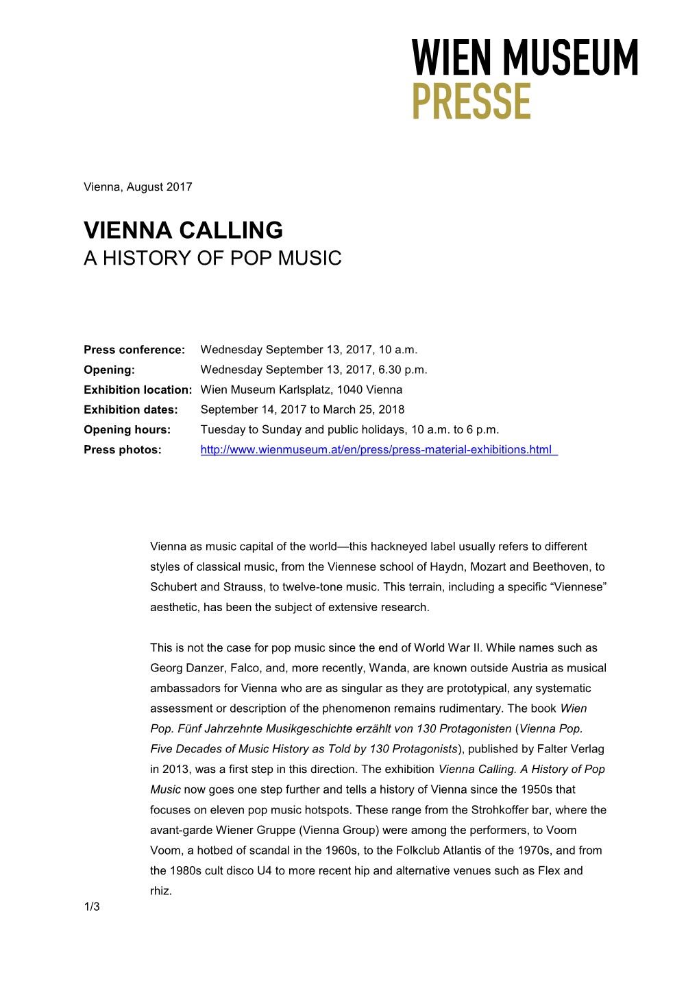 Vienna Calling a History of Pop Music