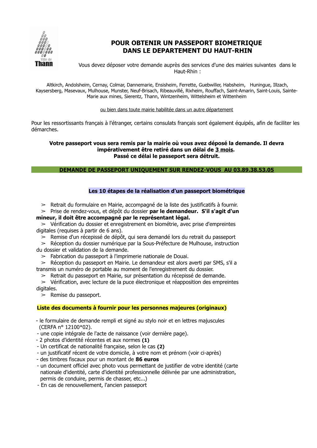 Pour Obtenir Un Passeport Biometrique Dans Le Departement Du Haut-Rhin