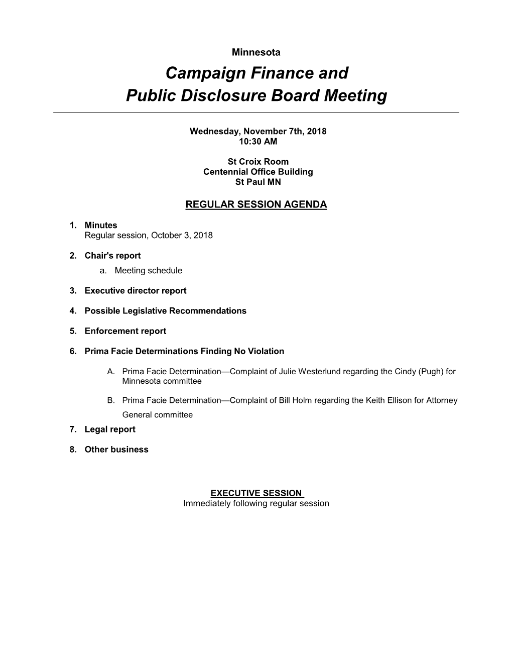 Campaign Finance and Public Disclosure Board Meeting