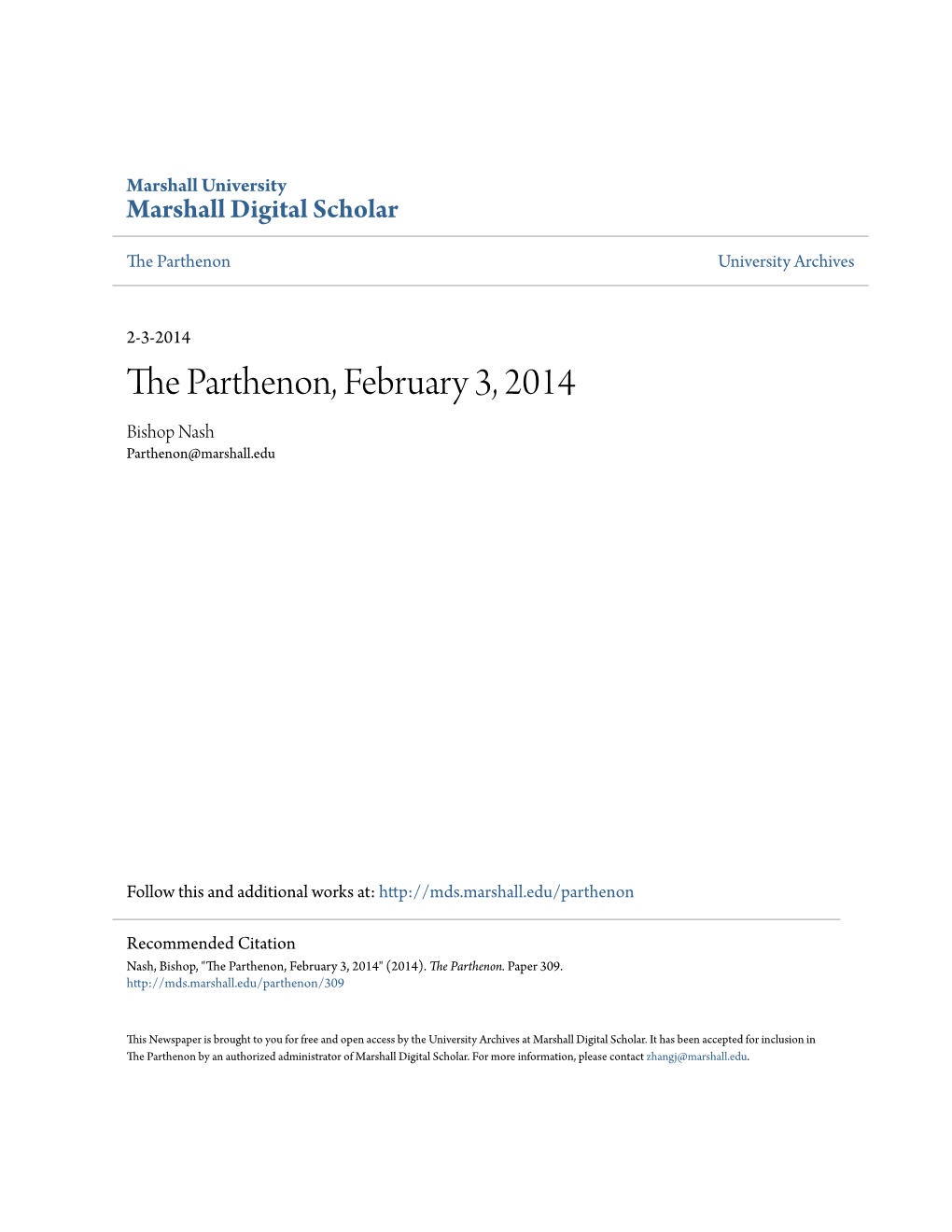 The Parthenon, February 3, 2014