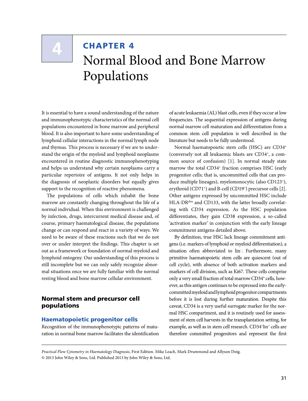 Normal Blood and Bone Marrow Populations