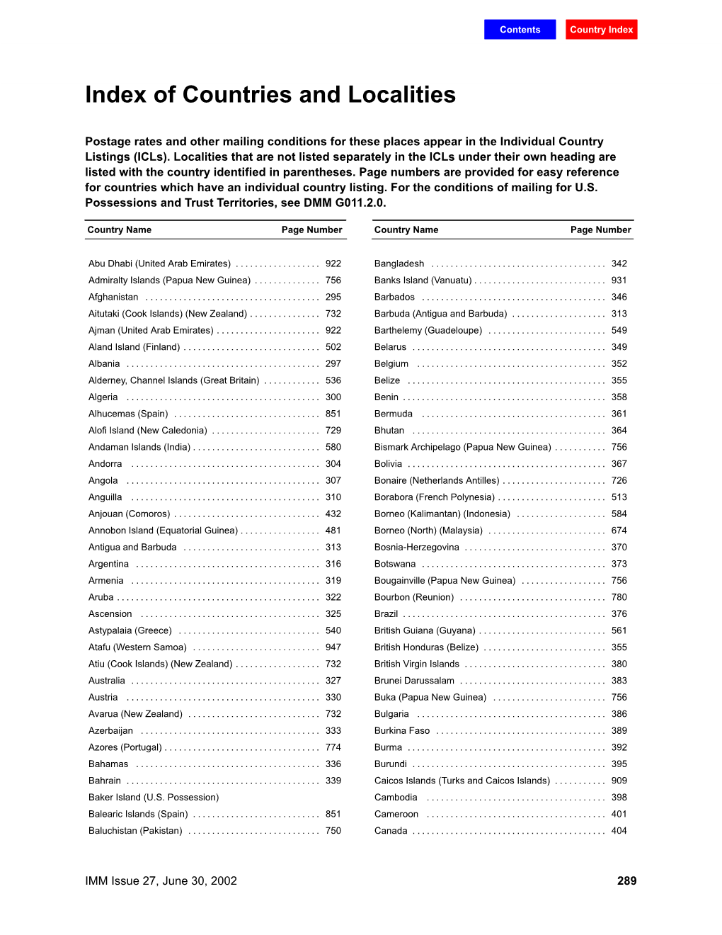 Country Index