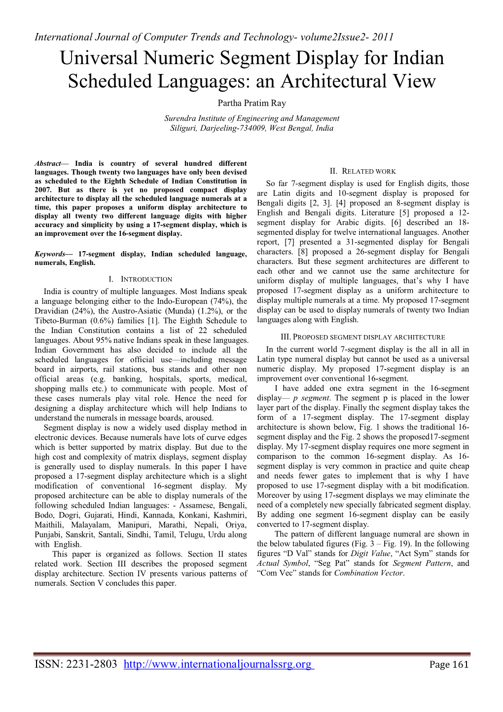 Universal Numeric Segment Display for Indian Scheduled Languages