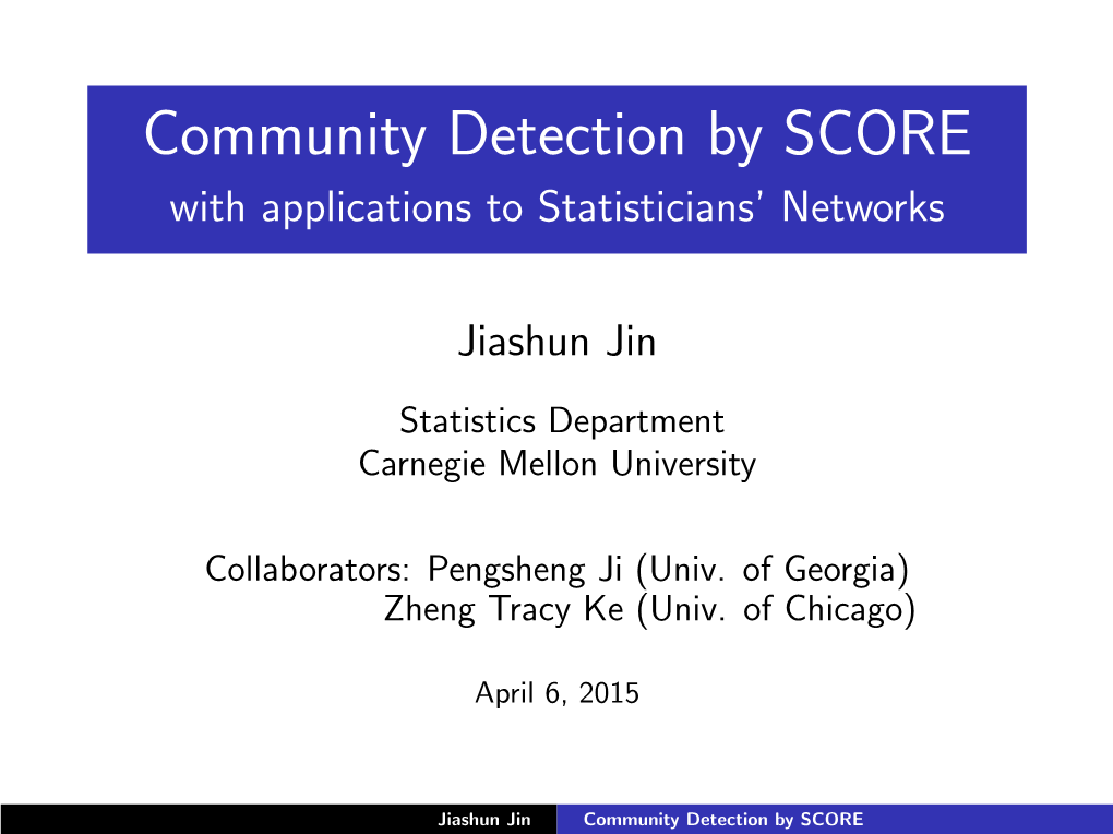 Network Community Detection by SCORE