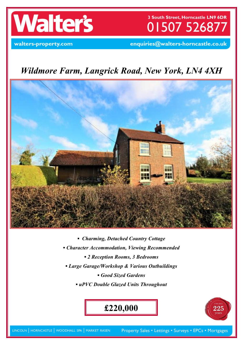 Wildmore Farm, Langrick Road, New York, LN4 4XH £220,000