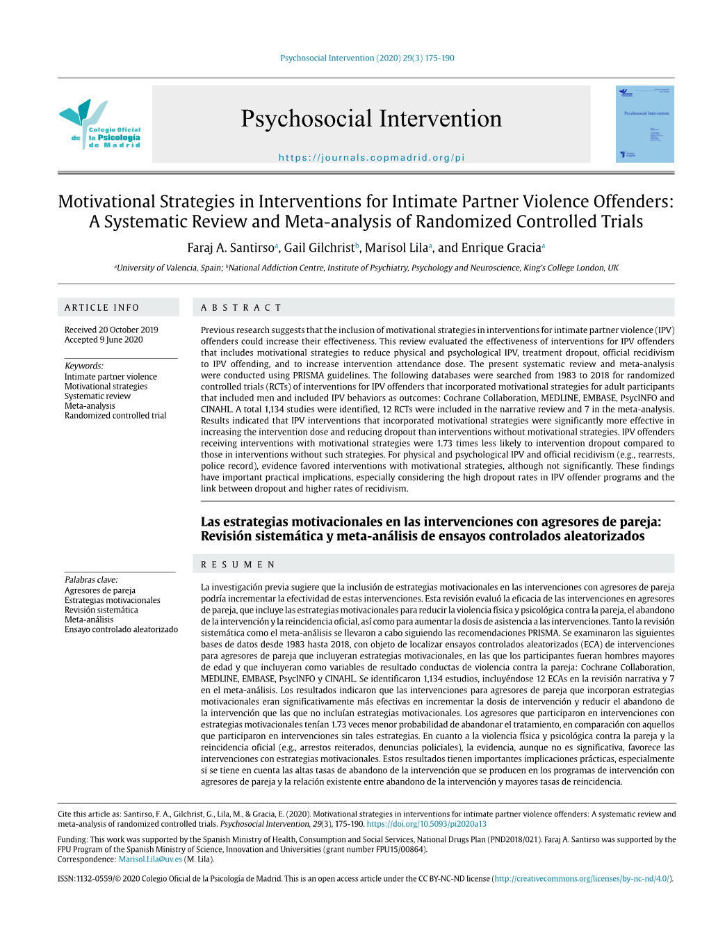 Motivational Strategies in Interventions for Intimate Partner Violence Offenders: a Systematic Review and Meta-Analysis of Randomized Controlled Trials Faraj A