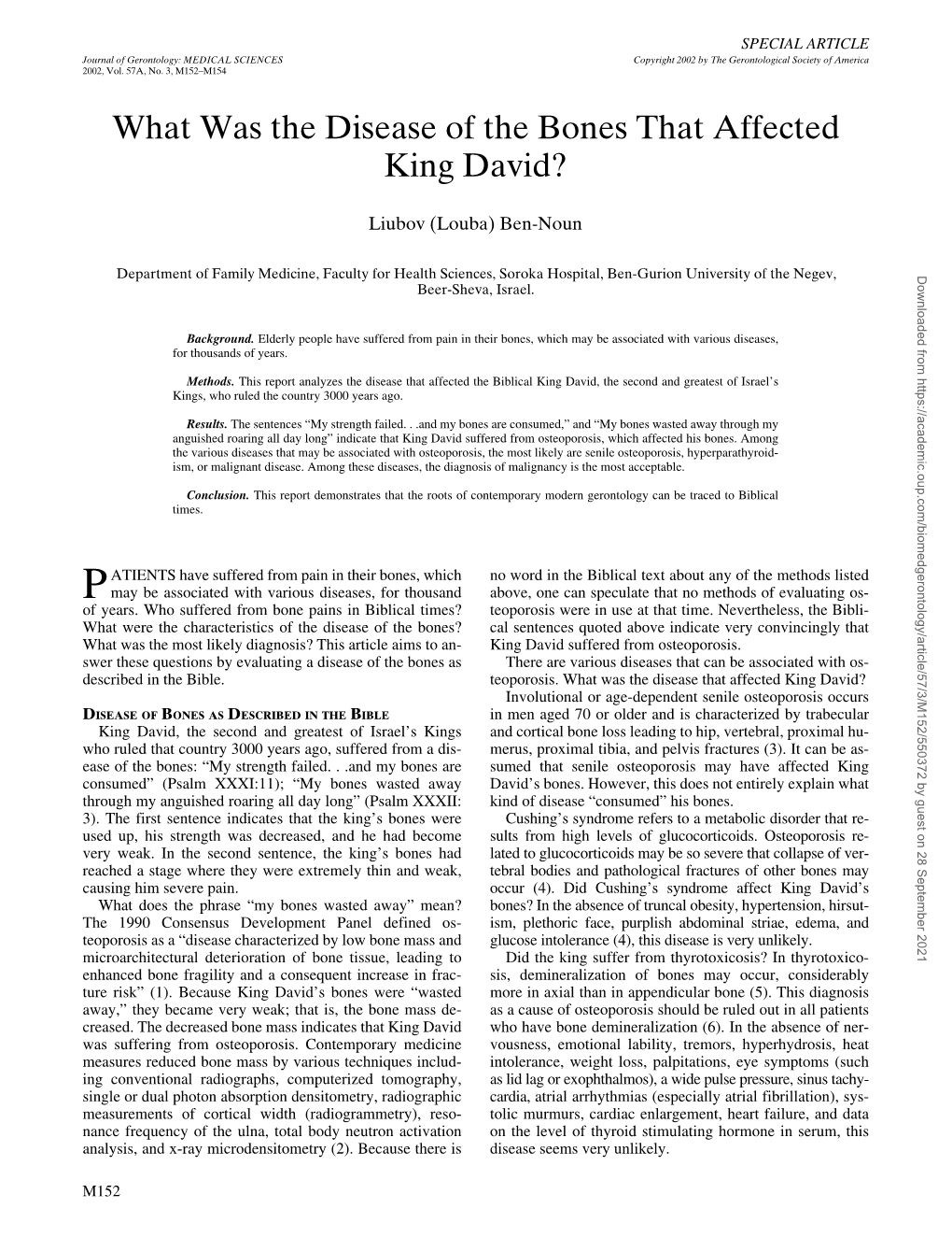 What Was the Disease of the Bones That Affected King David?